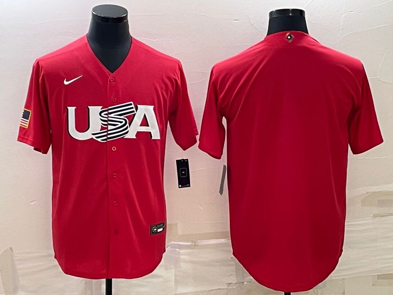 Men 2023 World Cub USA Blank Red Nike MLB Jersey